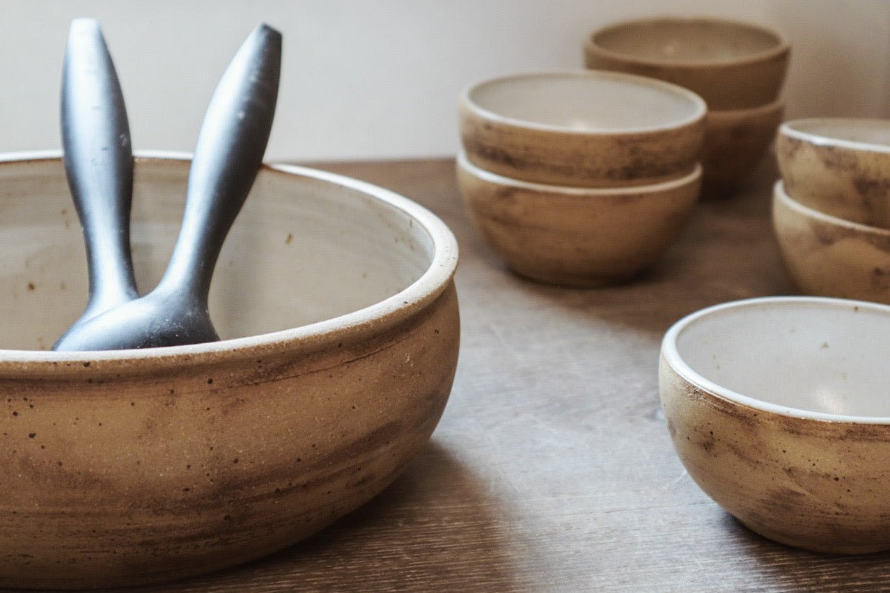 Handmade Keramik Salatschüssel + 4 Schälchen – Alte Schmiede