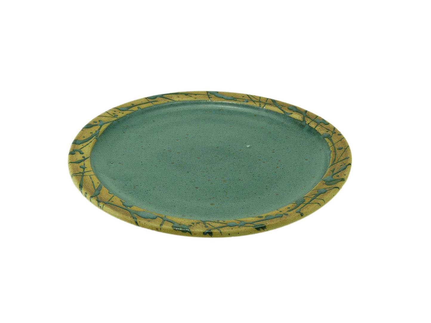 Essteller Keramik grün gesprenkelt