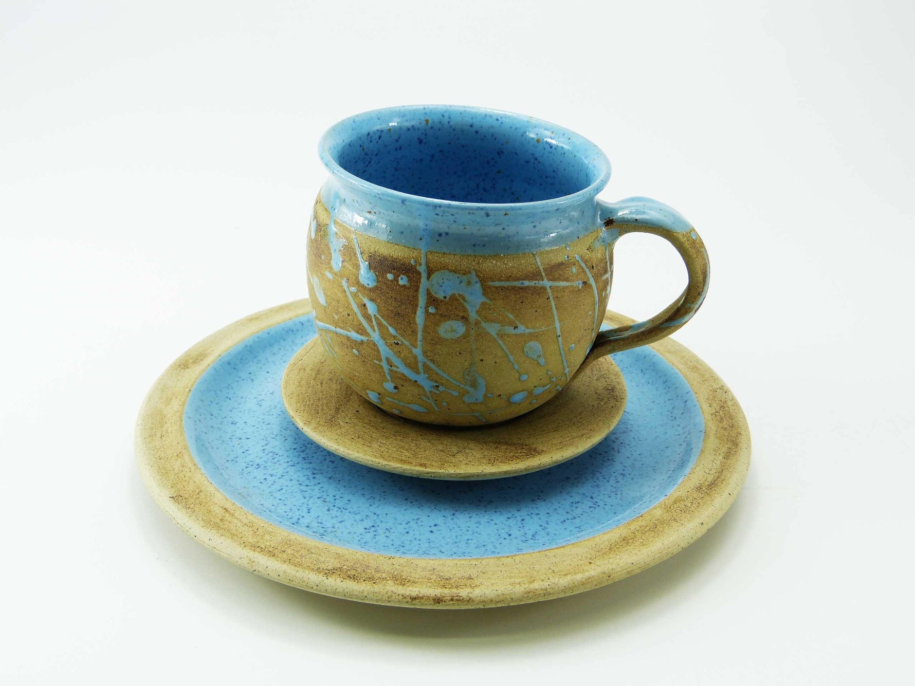 Gedeckset Keramik türkis gesprenkelt