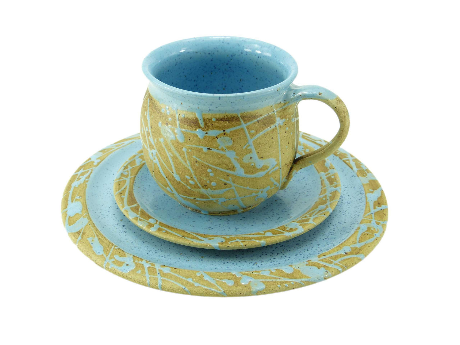 Gedeckset Keramik türkis gesprenkelt