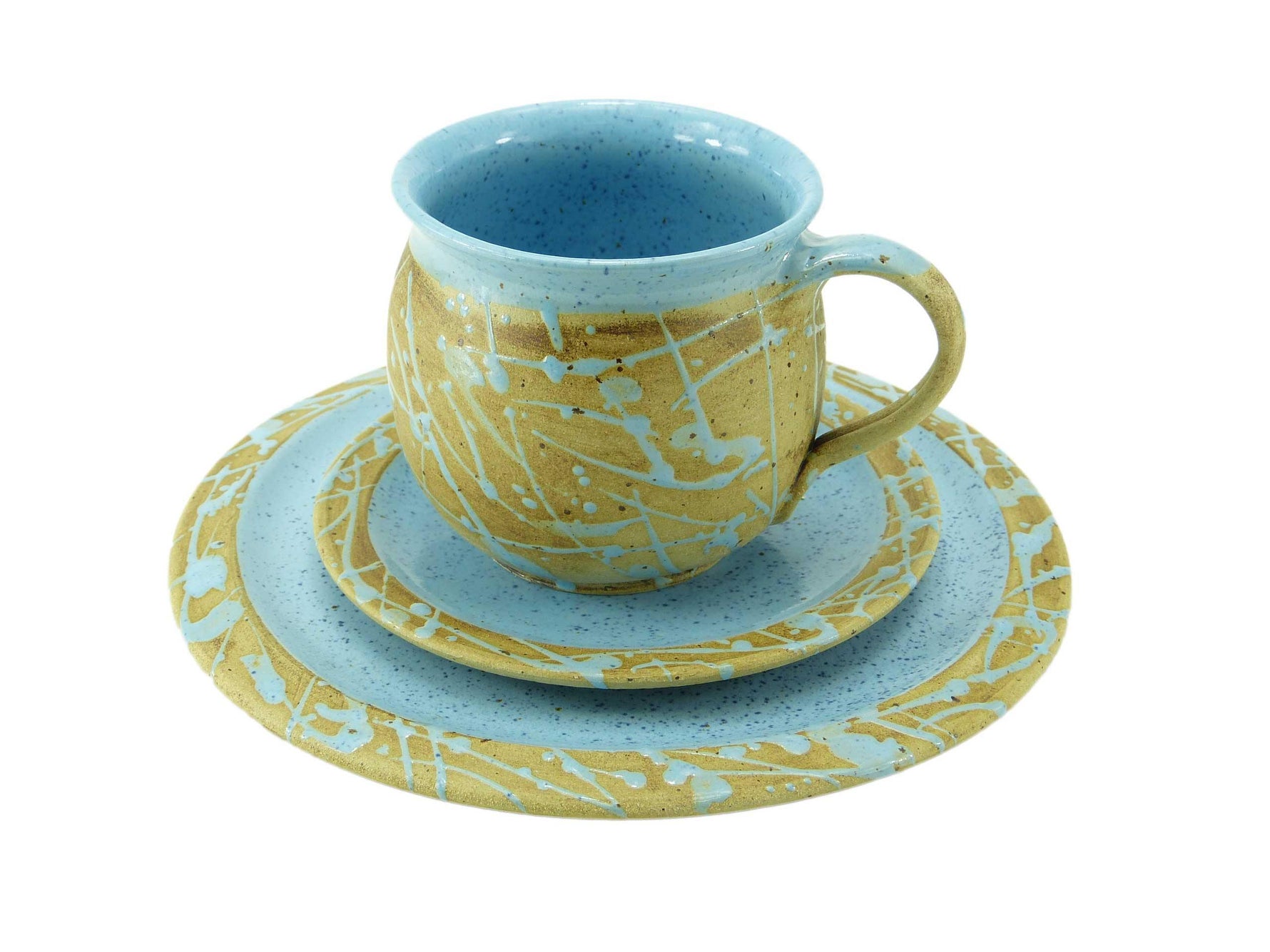 Gedeckset Keramik türkis gesprenkelt
