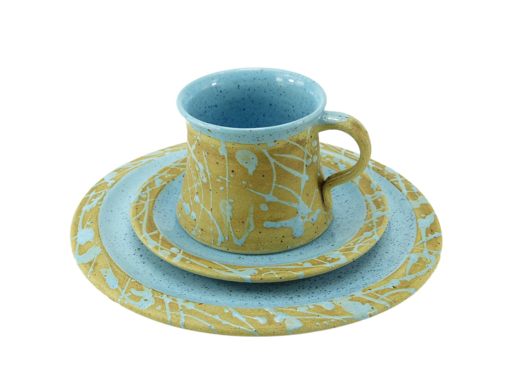 Gedeckset Keramik türkis gesprenkelt