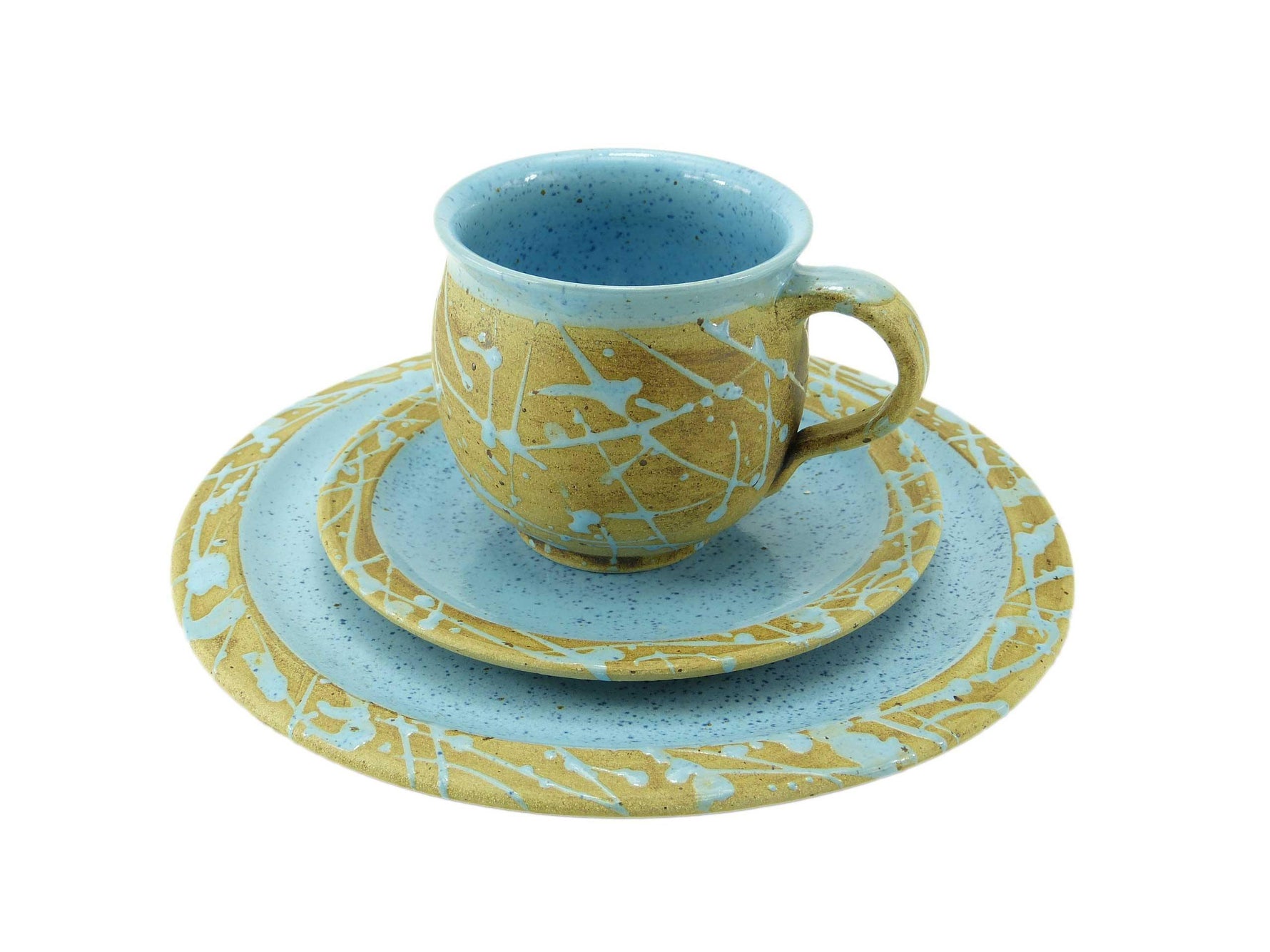 Gedeckset Keramik türkis gesprenkelt